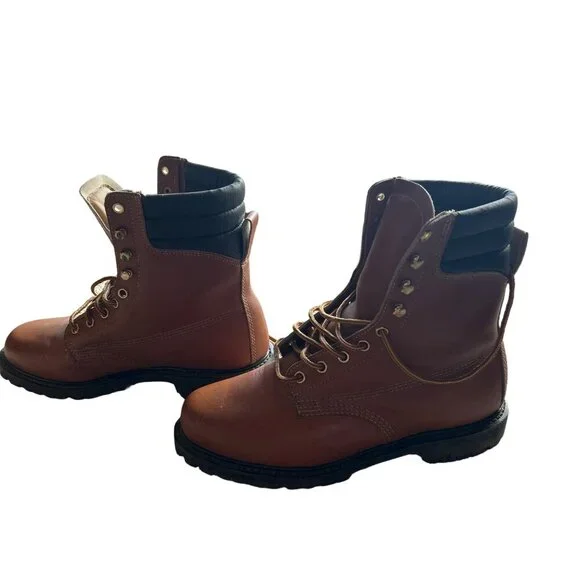 Vintage Sears 86921 Brown Leather Moc Toe Lace Up Work Boots Men's Size 11D